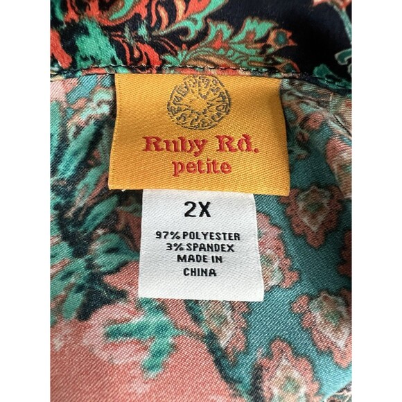 Ruby Rd Jacket Petite Plus Size 2X Artsy Zippered Snap Floral Multicolor Stretch - Picture 11 of 14